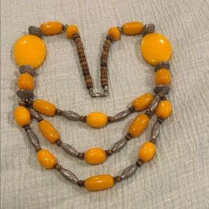 Yellow and Silver Beaded Necklace